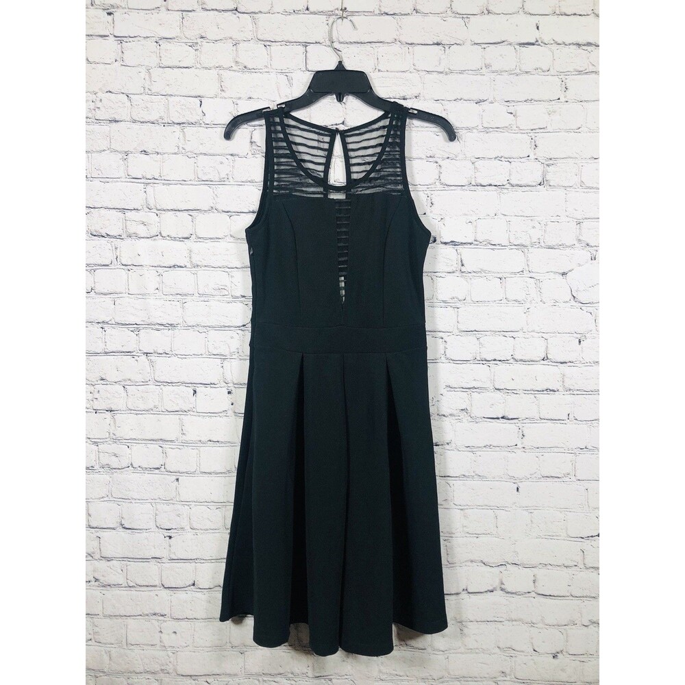 ONLY Women Mesh Neckline Dress Sleeveless Fit & Flare Black‎ Size S